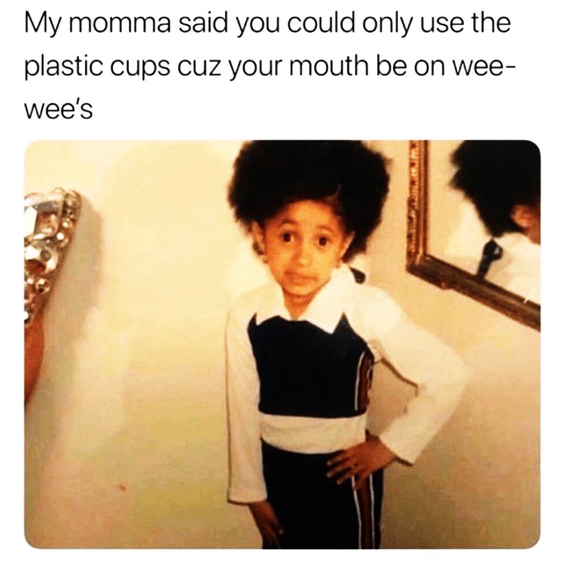 whaddiya_meme's tweet photo. 🤷🏻‍♀️ momma said! @cardib #cardib #🍆 #weewees #mamasaid #instafunny #funny #funnyshit #lmao #lmfao #comedy #funnymeme #funnymemes #dankmemes #memes #memes😂 #instacomedy #lol #haha https://t.co/dvhWGXAKS7
