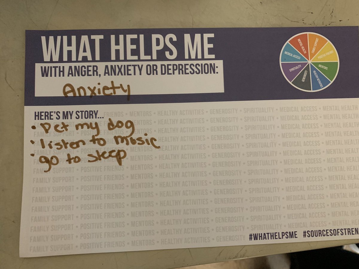 Gaithersburg_MS's tweet photo. What helps me? This month GMS students reflect on how to cope with anxiety, anger or depression. #WHATHELPSME @sourcesstrength https://t.co/GpNHWrPUbP