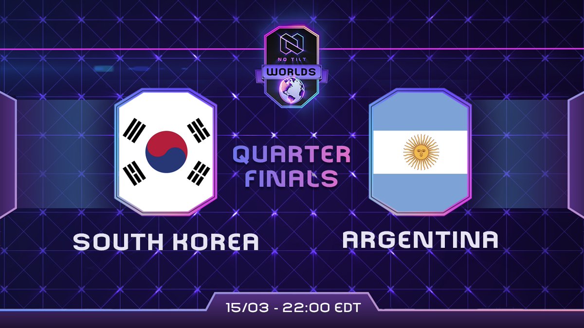 HOY es un día muy importante para todos. Luego de meses de trabajo todo se reduce a este partido. En hora y veinte nos estaremos enfrentando a un gran rival como lo es Corea por los cuartos de final de la copa del mundo <a href="/NoTiltGG/">No Tilt</a>. Esperamos contar con su apoyo! 🔥