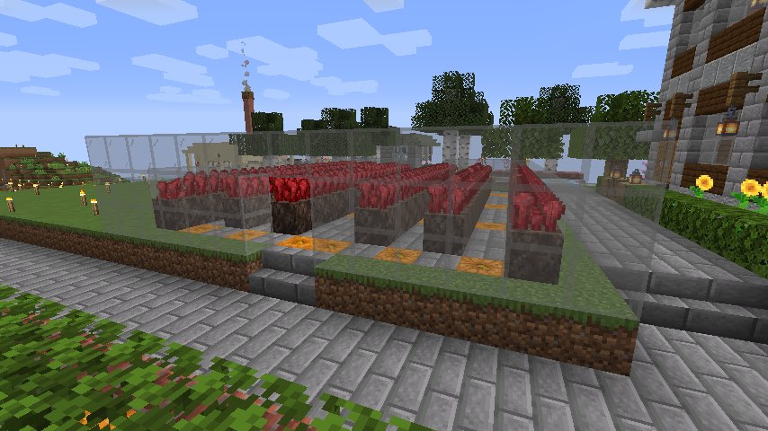 るしふぁー サボテン自動収穫機 ネザーウォート栽培場 農業小屋隣にある畑 小麦 ニンジン ジャガイモ Minecraft Minecraft建築 自動収穫機