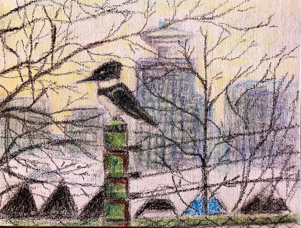 artbybiancaa's tweet photo. This drawing is of North Vancouver, with a proud King Fisher on the post.
I find this scene interesting bc of triangular & square shapes with nature thriving
#northvancouver #kingfisher #Pastelpencils #art #drawing #nature #city #bccity #vancouver #nature #osoyoos #bccities https://t.co/QuM6PfrOYQ