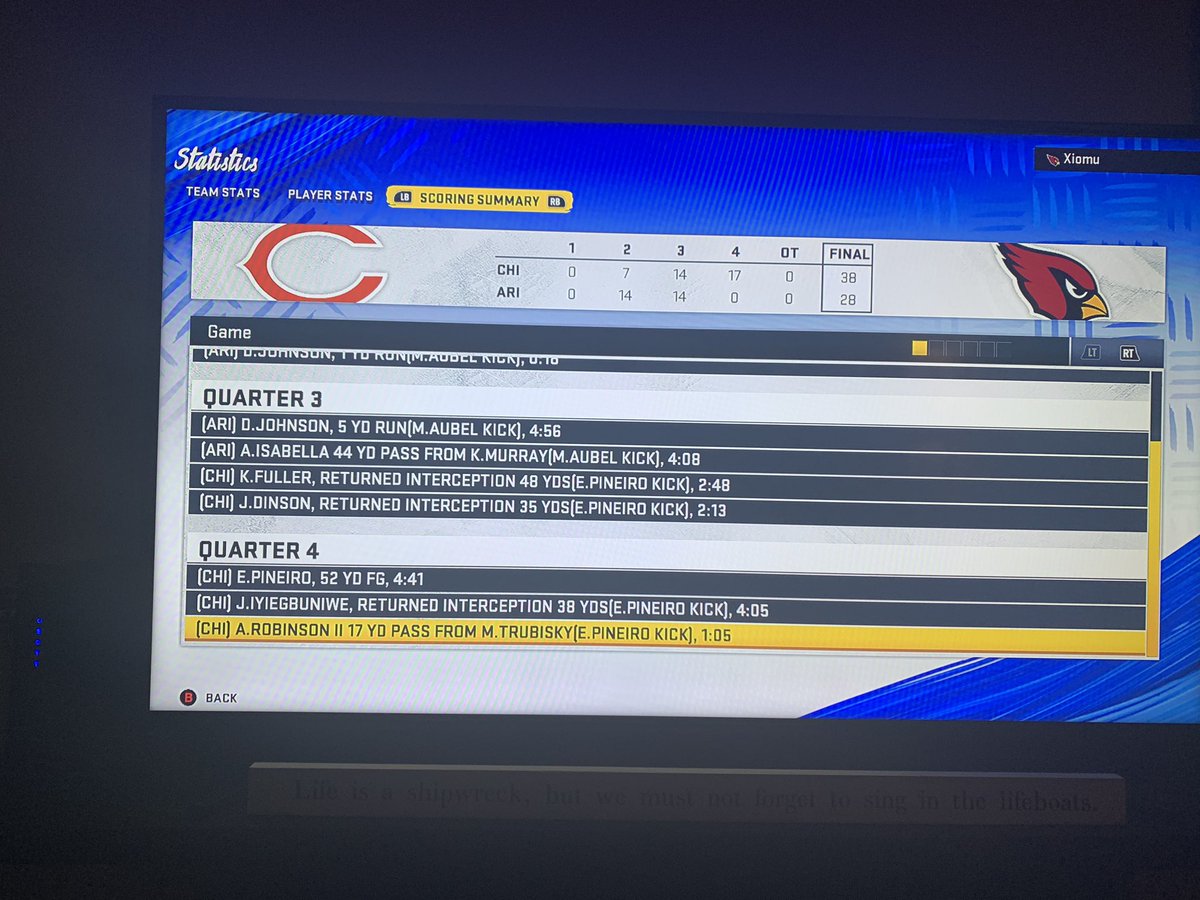 AgtBears's tweet photo. Down 7-28 in the 3rd to @AGTCardinals. 🐻 defense step up w/ 2 pick 6s to make the game 21-28. MLB J. IYIEBUNIWE 2nd int of the day sets the team up to seal the Win. Hell of Game and Comeback!! https://t.co/f7gH3oUvM9