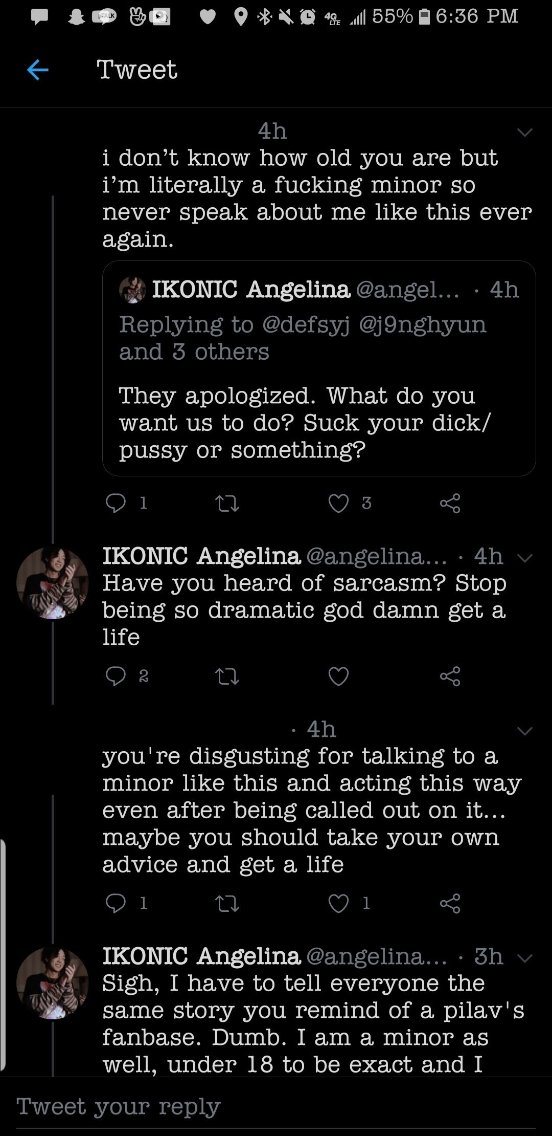 @/angelina_ikonic for this interaction with a minor and this TW/Dec 18.