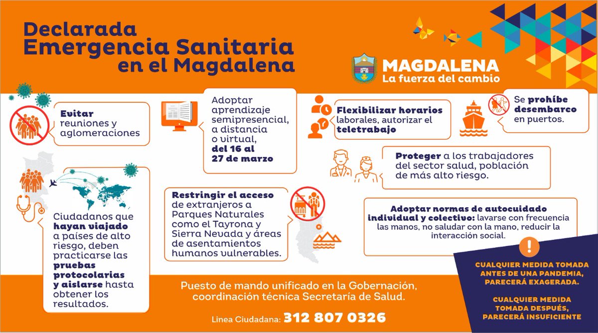 🚨#ATENCIÓN🚨

Declarada Emergencia Sanitaria en el Magdalena 

Es importante seguir estás restricciones 👇