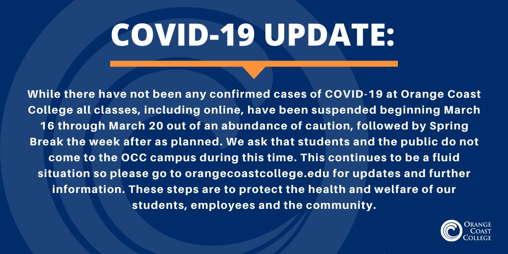 Orange Coast College on Twitter "Announcement Classes at Orange Coast