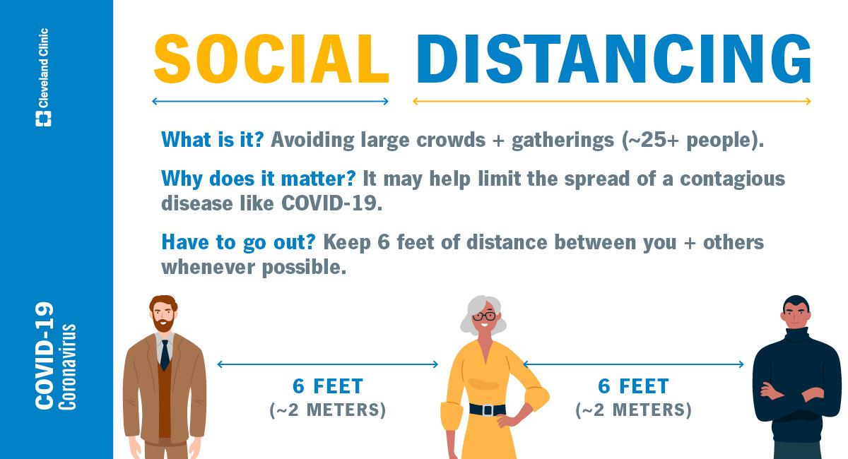 ClevelandClinic's tweet photo. Quarantine isn’t the only way to protect yourself during an epidemic. Try social distancing.

More tips on isolation and quarantine: https://t.co/VEAy5d5ccG https://t.co/fcvrZINdkF