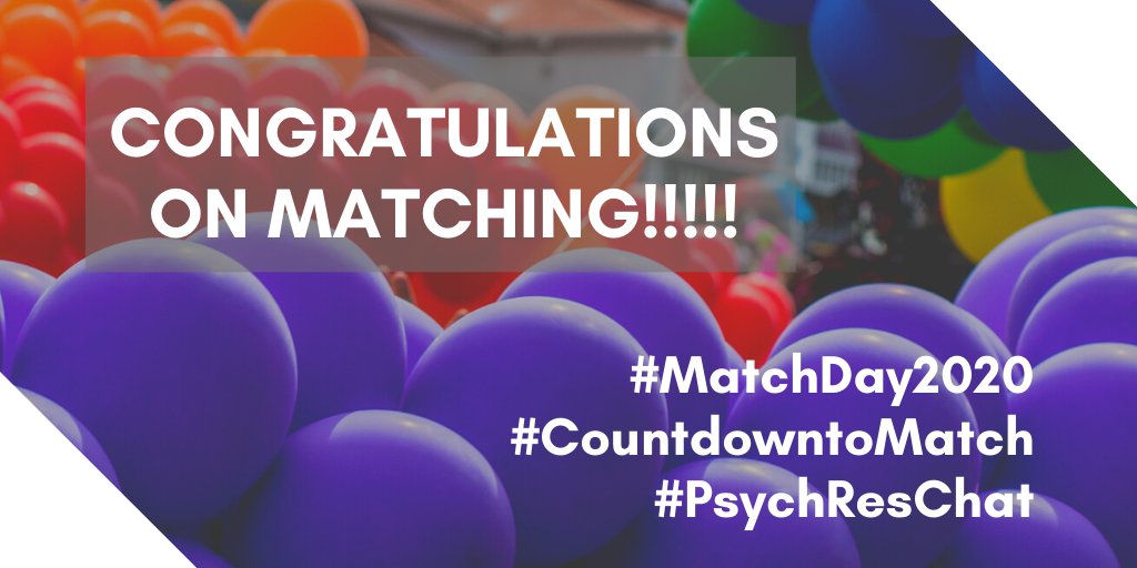 PsychResChat's tweet photo. Congratulations to everyone who found out today that you've matched!
SOAK IN THIS MOMENT!!!
You have a job, and you're one step closer to being a physician!!
#MatchDay2020
#CountdowntoMatchDay
#PsychResChat https://t.co/vFw42Jimmq