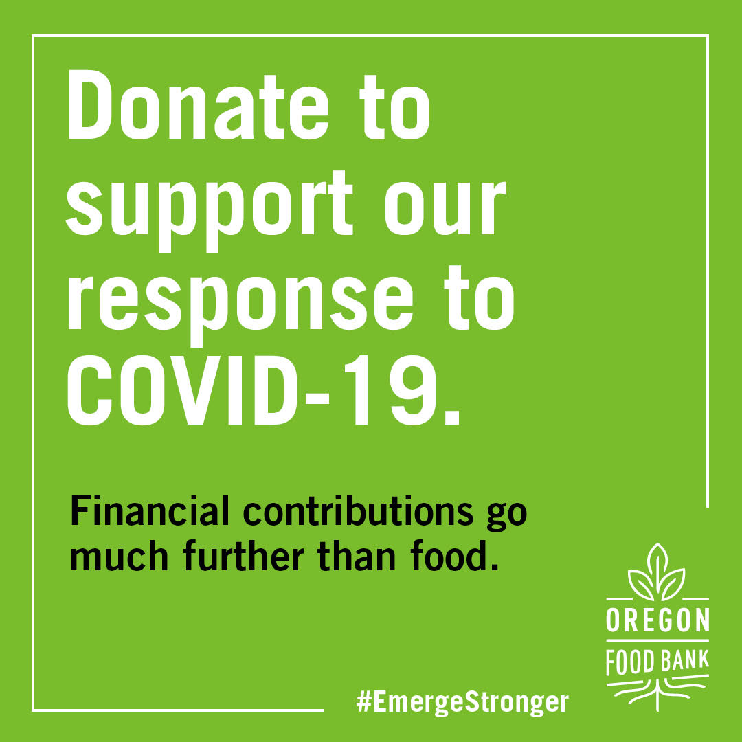 oregonfoodbank's tweet photo. We're ready to meet the evolving needs of our community head-on, but we can't do it without your support. Here are 3 ways you can support our communities during the COVID-19 public health crisis. Together we will #EmergeStronger https://t.co/CLR7QNGdQg https://t.co/Oy5G60wonk