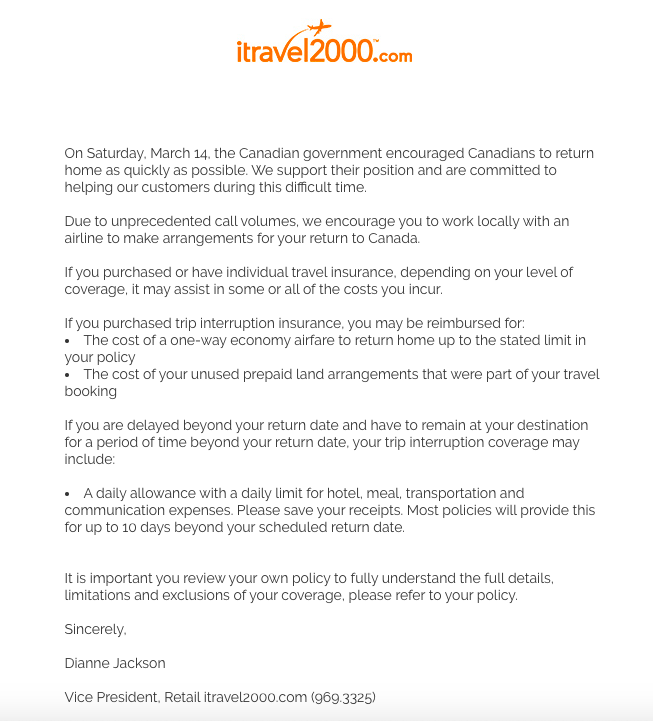 Update for our customers who are in destination!