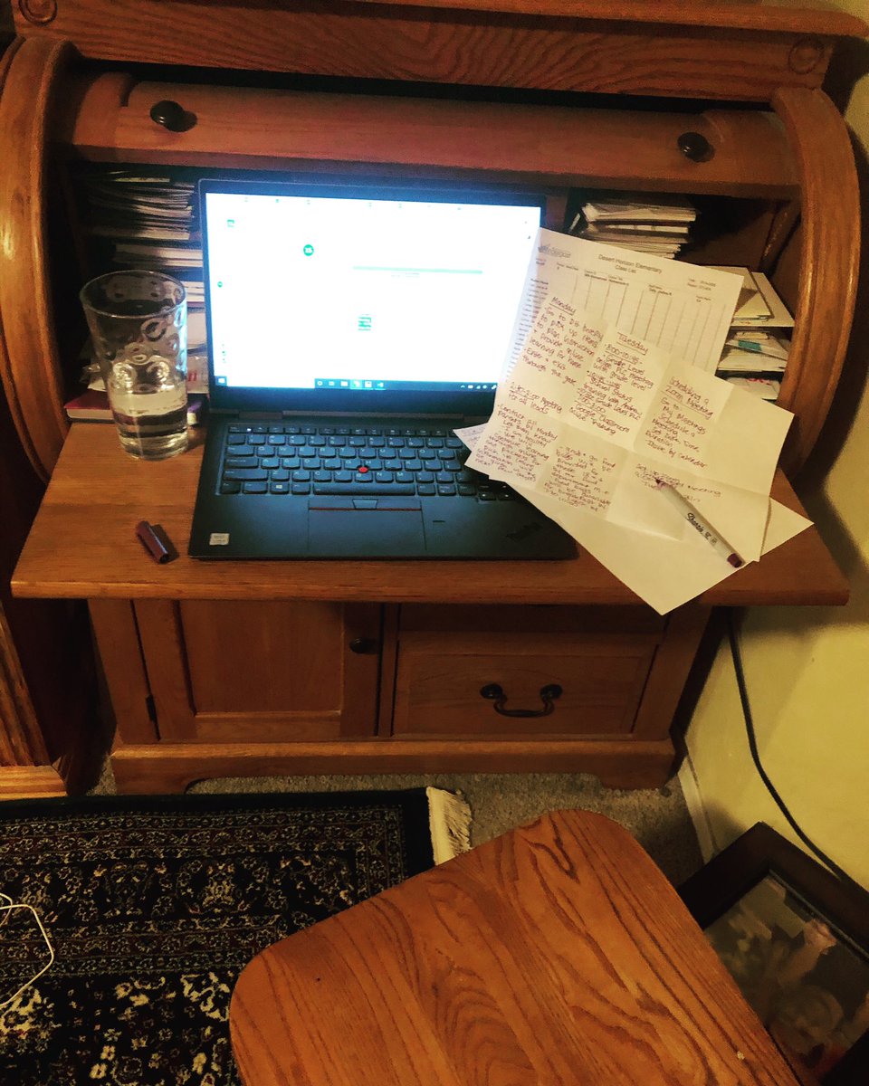 JodiDaly1's tweet photo. My office for at least the next two weeks. If anyone thinks teachers will have an extended vacation, you are wrong. This is something new for educators. We are leaders. We are role models. We are strong. We have the support from So many. Stay strong, my friends!! #teacherstrong https://t.co/0wG79D947R