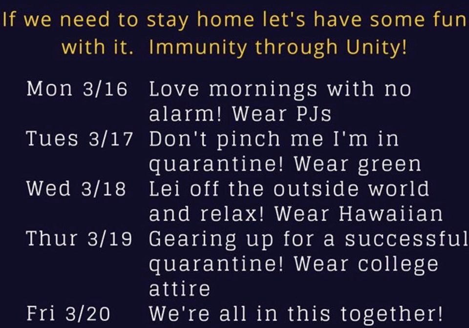 TCStu_Co's tweet photo. FALCONS!
Join our KISD brothers/sisters in some #immunitythroughunity by participating in the following themed days courtesy of @Central_StuCo !
Use the hashtags #FalconStrong and #FalconFamily to show us your participation.
( Wear Falcon Attire on Friday) https://t.co/0UqGg0qMnh