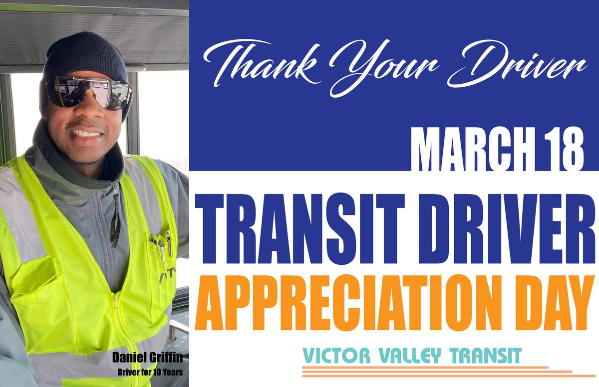 Our musically talented driver Daniel is our final driver to recognize this weekend! On top of his passion for making music, this year he will celebrate 10 years as a Transit Driver! Give him your musical Thanks on March 18! @vvtransit  #vvta #nationaltransitdriverappreciationday