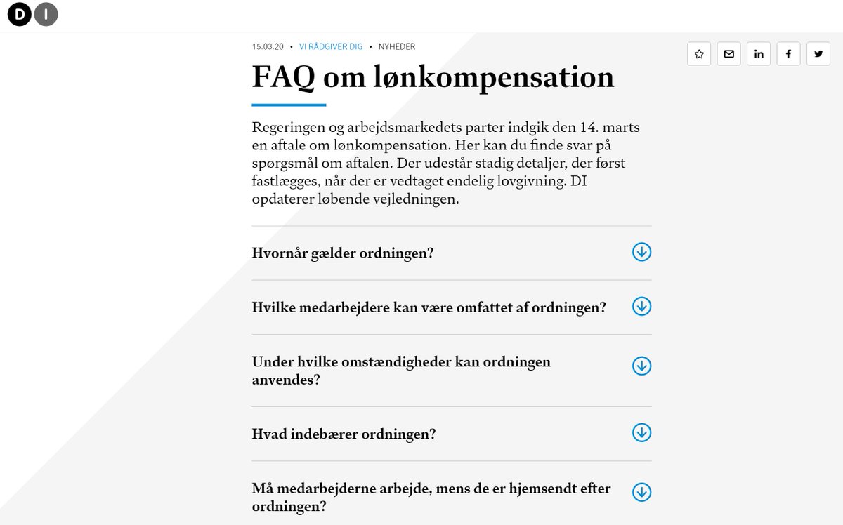 Spørgsmål og svar om lønkompensation
Regeringen og arbejdsmarkedets parter indgik den 14. marts en aftale om lønkompensation. Flere detaljer afventer, når der er vedtaget endelig lovgivning. <a href="/DanskIndustri/">DI - Dansk Industri</a>  opdaterer løbende vejledningen
danskindustri.dk/vi-radgiver-di…
#dkpol #dkbiz