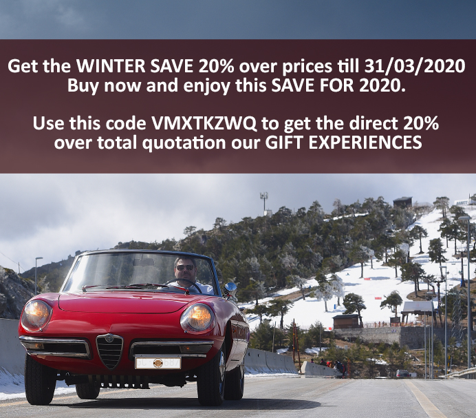 Get the WINTER #SAVE 20% over prices till 31/03/2020.
Use this code VMXTKZWQ to get the direct 20% over total quotation our #GIFT #EXPERIENCES.
Buy now and enjoy this SAVE FOR 2020.
stsalquilercochesclasicos.com
#classicCarHire #ClassicCarRental #Spain #stsclassiccarrental #offer