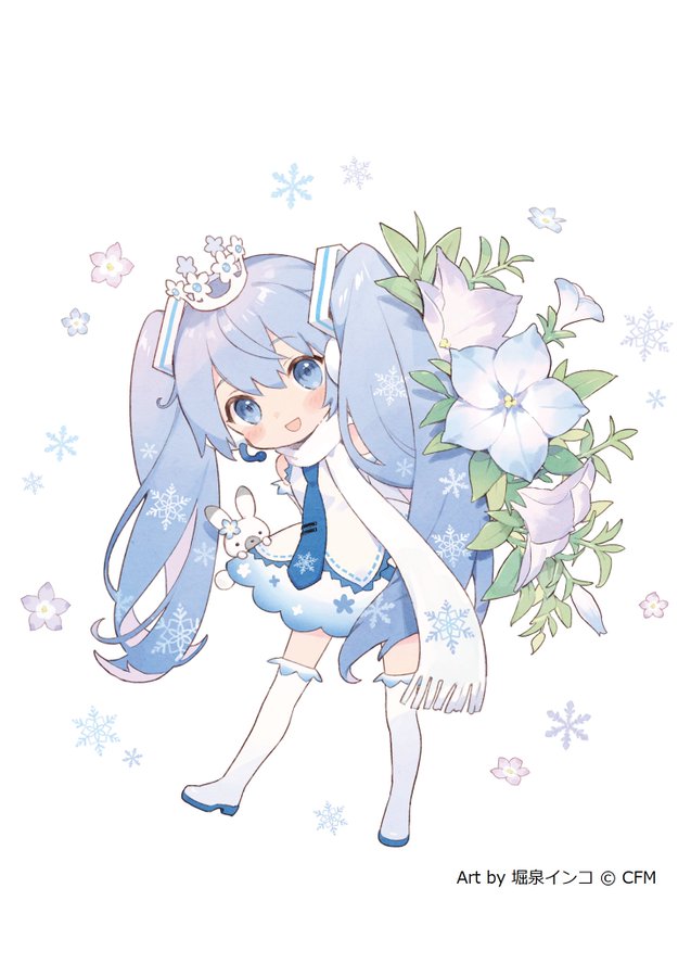 雪ミクのペチュニア花鉢コラボアイテムが登場 雪ミクをイメージした新色のペチュニアに 堀泉インコさん書き下ろしイラストの花鉢を 北海道内で販売 週刊ボカフロ