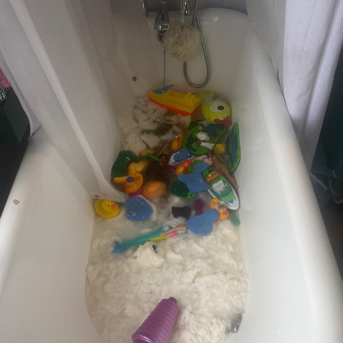 My friend bought 18 loo rolls and her kids put them all in the bath