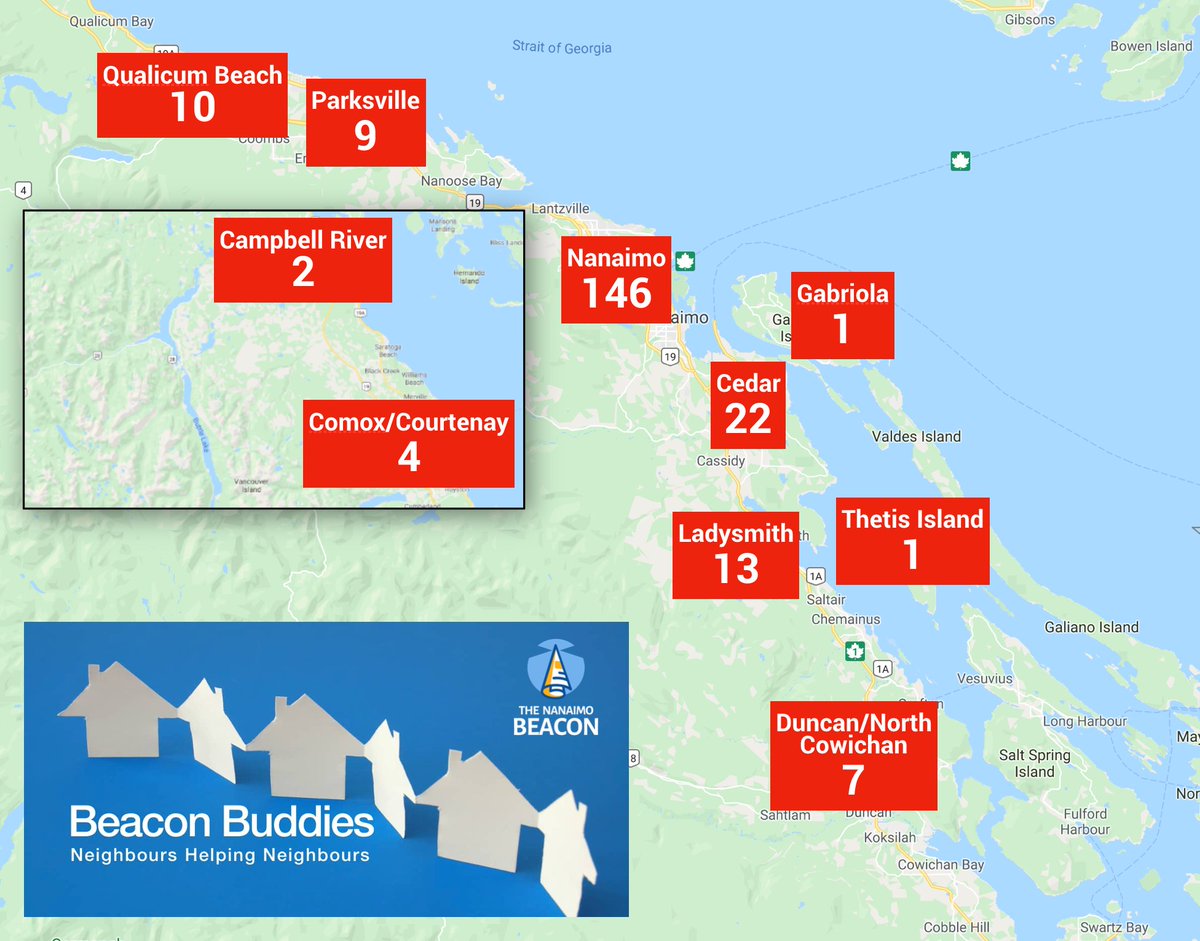 UPDATED SUNDAY 9:35pm
Here are the number of volunteers able to help right now. 

If you have an elderly relative or know anyone in self-isolation, please have them register at nanaimobeacon.com/buddies/ so we can get them matched up with a Beacon Buddy!

Thank you, mid-Island! ❤️