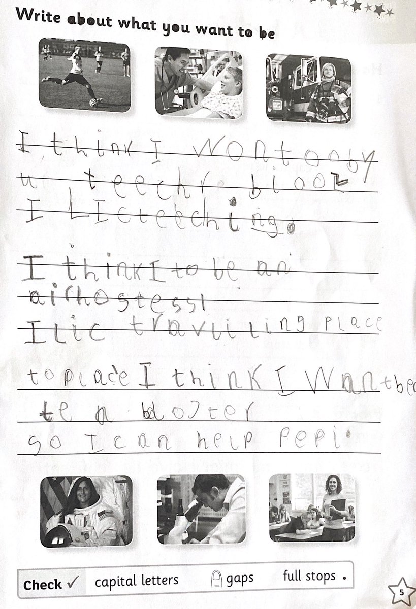 sneh_wadhwaney's tweet photo. As a parent, I am delighted with the way high quality learning continues to take place online for my child. This is unassisted work by a 5 year old.
As a teacher, I couldn’t be more proud of our provision. #tbsdelhi #readwriteinc @RuthMiskinEdu #writeabout https://t.co/l8kYDKIczz