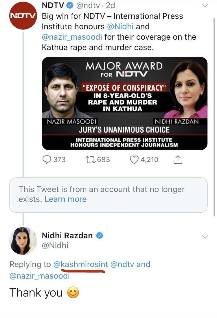 Oh, and we at  #NDTV are so deeply invested in bringing you the news that we are even one-to-one with propaganda spewing handles!We even wish them good luck at times, for their endeavours!!So what if they are later found out to be handles being run by ISIS terrorists, hainji?