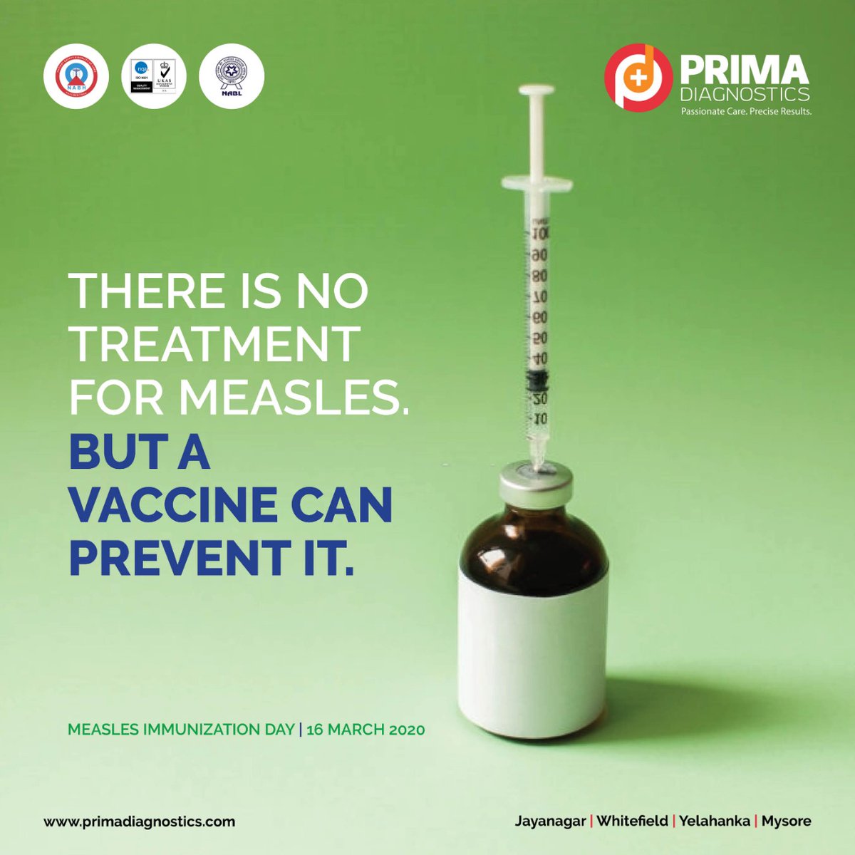 Children who don't receive measles immunization are at a high risk of fatal health complications. This #MeaslesImmunizationDay, get your child vaccinated today.

#PrimaDiagnostics #Bengaluru