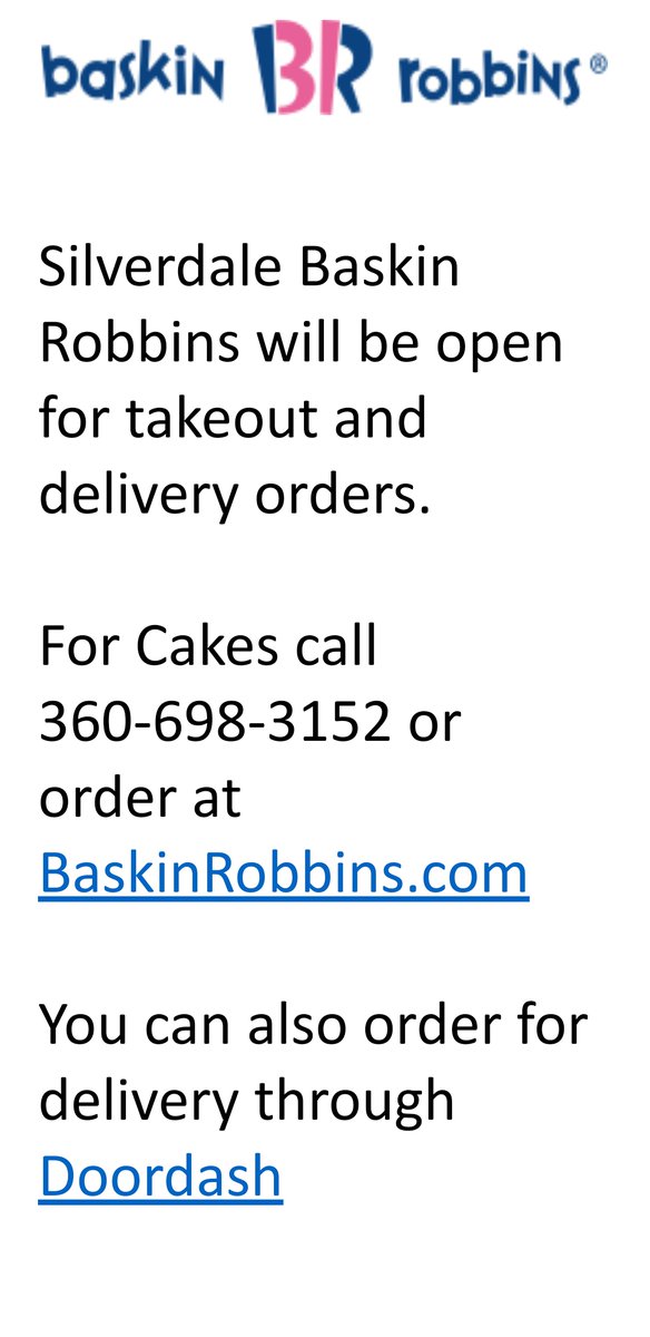 emperorphil's tweet photo. @KitsapMall @BaskinRobbins #icecreamcake #icecream You can still get ice cream, ice cream cake, and kaluha blasts at the Silverdale Baskin Robbins. See the below image.  #coronavirus #coronapocolypse https://t.co/JSFAsDsSju