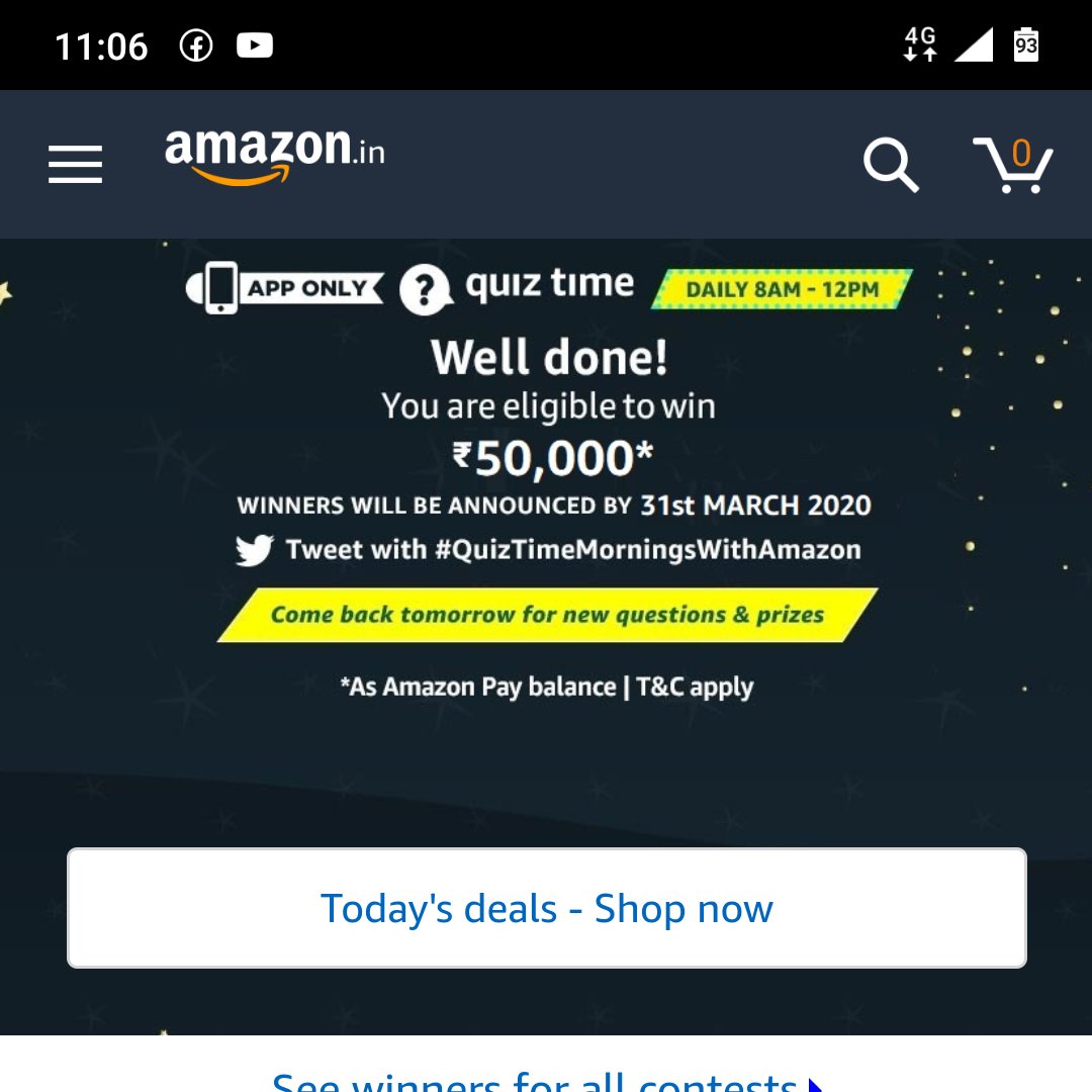 Raajarooh's tweet photo. #Quiztimemorningswithamazon.. I'm eligible to win ₹50,000 https://t.co/lNN8gCYpq3