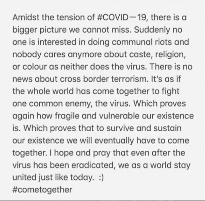 GawadeSpeaks's tweet photo. Humanity United. ♥️

#CoronovirusOutbreak
#COVIDー19 #Coronaindia https://t.co/gcp4Ajib23