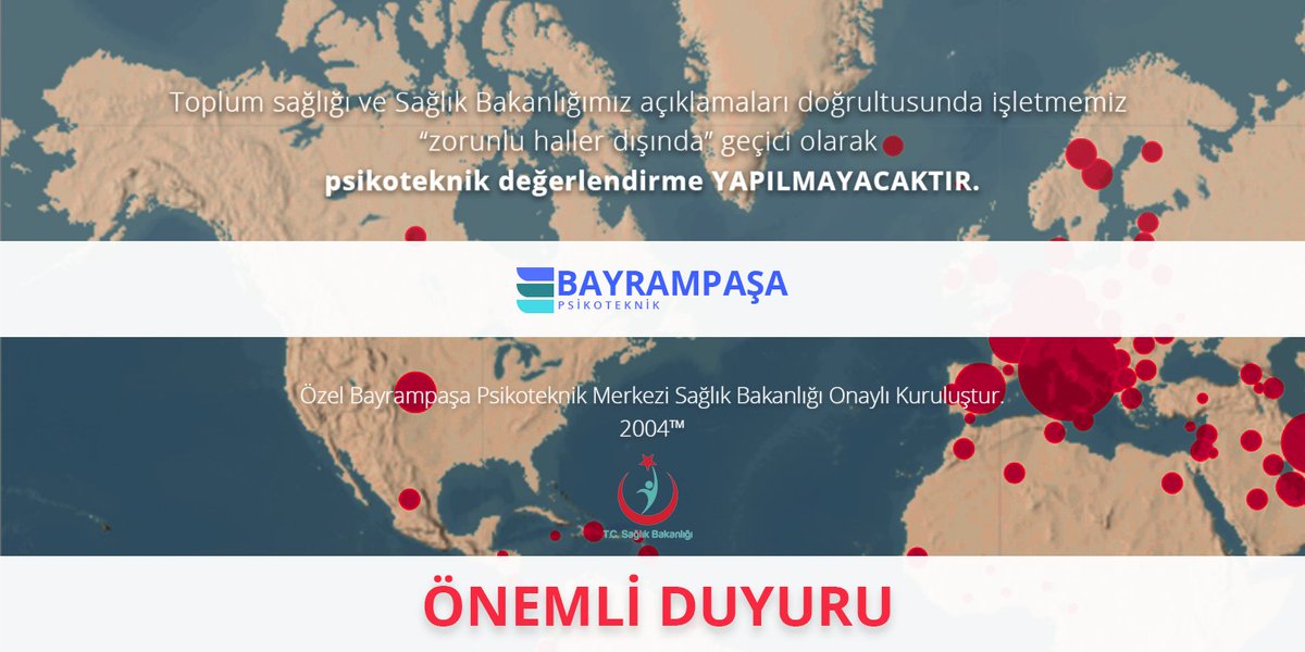 BPsikoteknik's tweet photo. Toplum sağlığı ve Sağlık Bakanlığımız açıklamaları doğrultusunda işletmemiz “zorunlu haller dışında” geçici olarak #psikoteknik değerlendirme YAPILMAYACAKTIR.

@saglikbakanligi @drfahrettinkoca @yerlikayaali34 @IbbTuhim @TrafikEgm @ibbBeyazmasa #coronaturkiye https://t.co/IgeD0uWQEQ