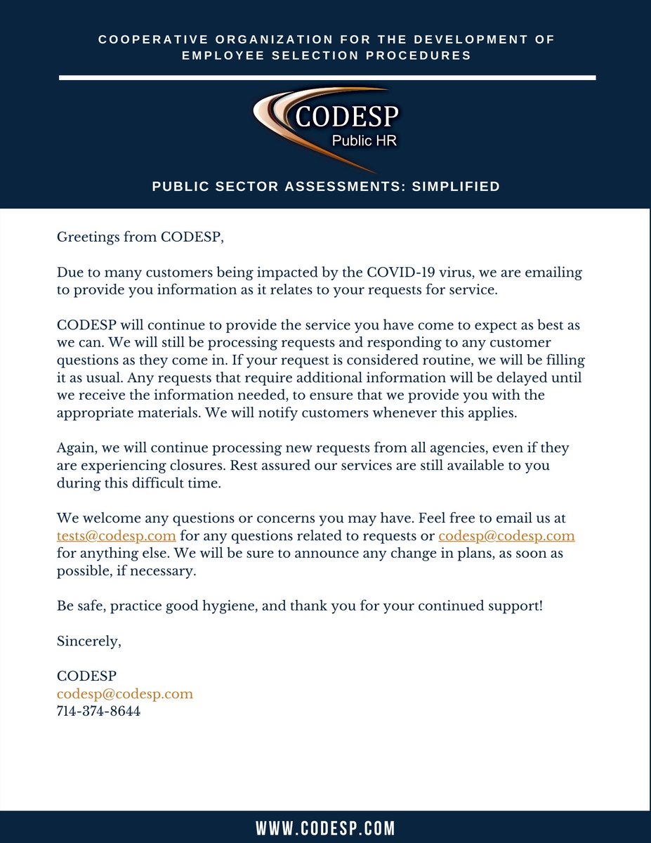 A note to our customers about the novel coronavirus: