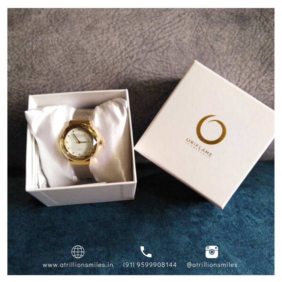 beyond_gifting's tweet photo. Adorn your wrist with a dash of Gold! Get this sleek &amp; stylish Oriflame Travel Collection Sleek Watch, which has a contemporary metallic mesh bracelet.
The faceted, glass-cut crystals on the dial give it a jewelled look and make it even more enduring.
#giftsforsister #giftsformom https://t.co/dmx6MAvHpd