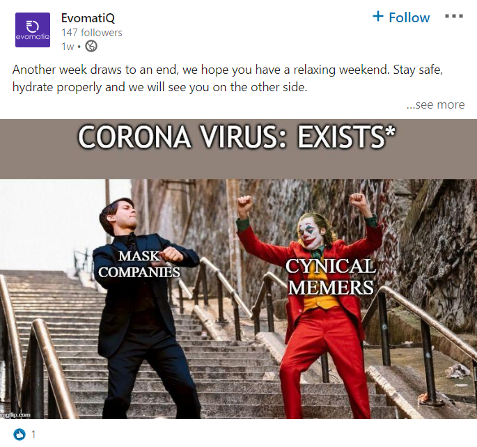 the linkedin meme scene VS coronavirus
