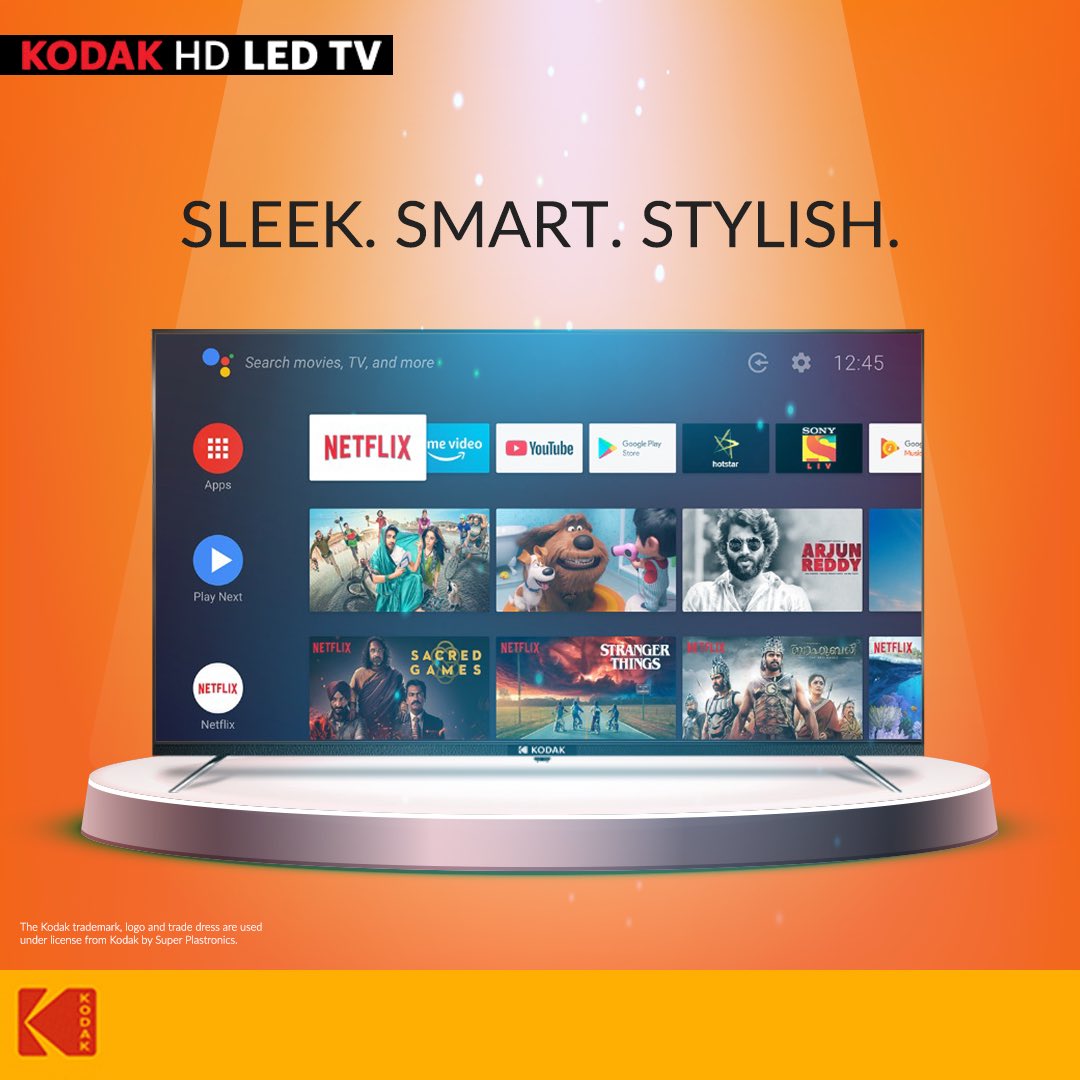 kodaktvindia's tweet image. Presenting the all-new sleek &amp;amp; bezel-less #KodakHDLEDTV with #android 9. Upgrade to enjoy its pure Android experience along with smart features like Dolby Vision, 4k HDR 10 display, Google Assistant, &amp;amp; more. 

Watch the virtual unveiling here: bit.ly/KodakTVLaunch

#BiteThePie