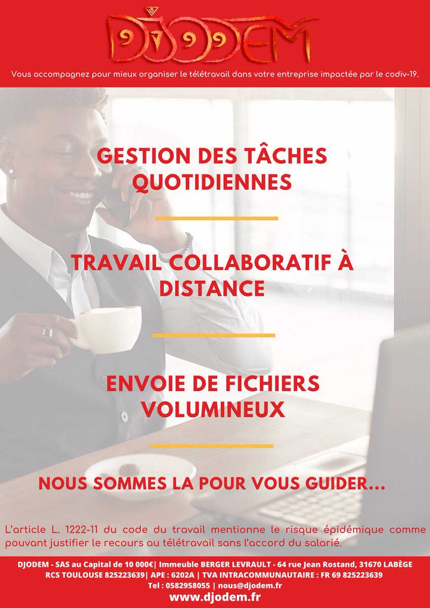 JCNNEME's tweet photo. 🔴Vous voulez des solutions de continuité de #service à distance ?
🔴Vous voulez opter pour le télétravail ?
🔵Pour tout savoir sur l'#accompagnement, les #aides financières réservées  #TPE, PME et #Dirigeants d'Entreprises!! Nous contacter par ici 👉👉https://t.co/fCYYwqiYPP https://t.co/2gpj9EOprU