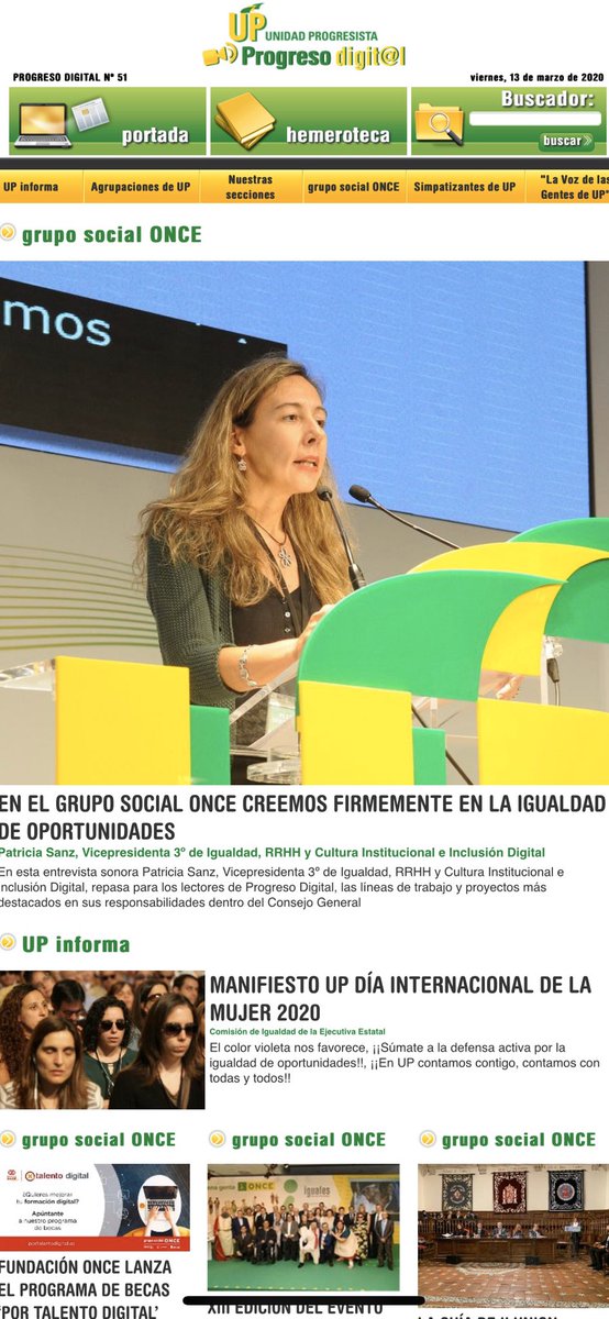 UP_ONCE's tweet photo. 📣Ya tienes a tu disposición el Nº 51 de la revista Progreso Digital  🗞📰 con información relevante sobre #UP, sus Secciones #JUP y #SUPO, Simpatizantes y el #GrupoSocialONCE. Deseamos que estos contenidos te sean de interés y utilidad. 

https://t.co/6mvz0J2uAt https://t.co/kCSXvNNBRb