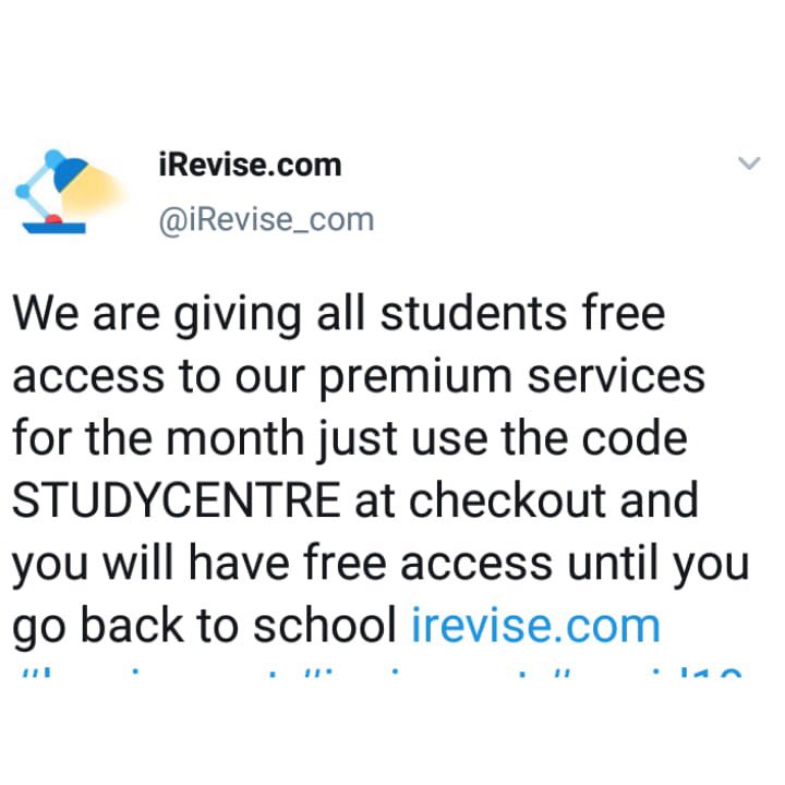EnniscorthyC's tweet photo. All students, especially 3rd and 6th Years should check out ⁦@iRevise_com⁩ https://t.co/GebbI484Ym