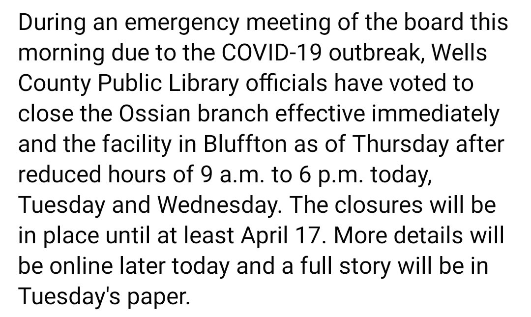 newsbanner's tweet photo. Library to close due to COVID-19: https://t.co/SbLCiuyrOt