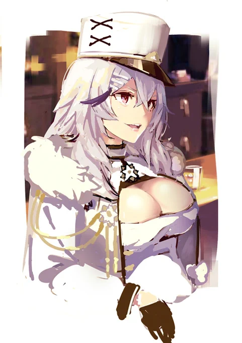 バーに行ったらガングートさんいたのでスケッチしてきたΦ('ω') 