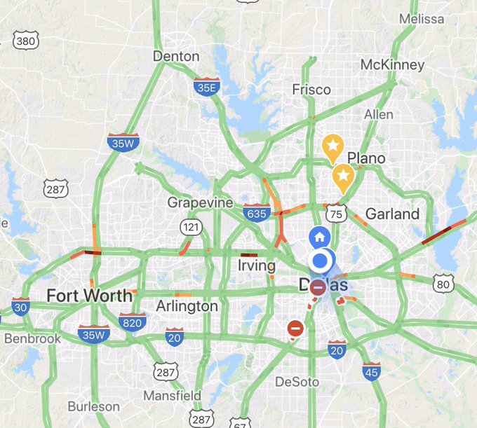 Dallas Fort Worth Traffic Map Dallas-Fort Worth Traffic Lightens As Businesses Close, More People Work  From Home