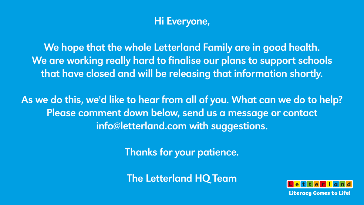 letterland's tweet photo. Update on Letterland and COVID-19. https://t.co/Nyd1L8gQcf