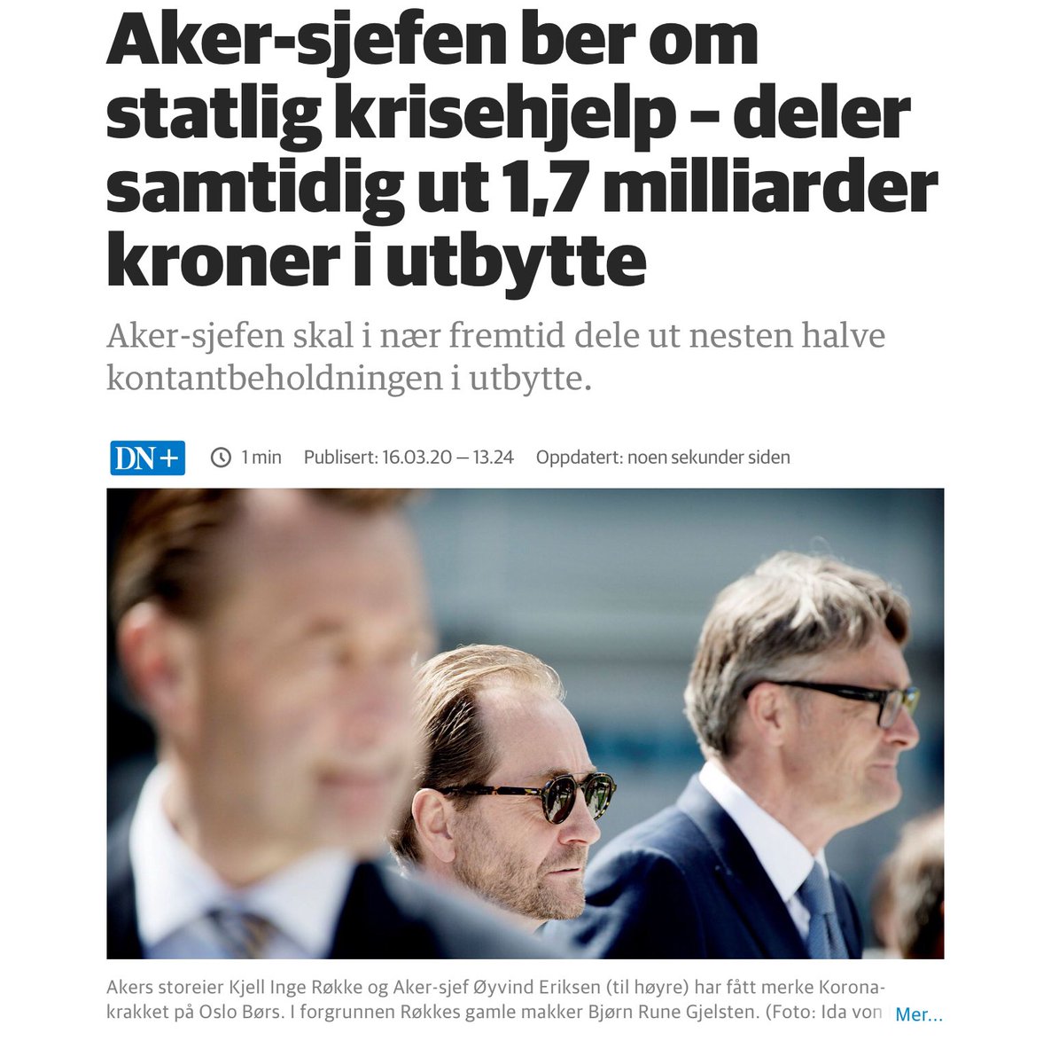 VinnMedOss's tweet image. Regner med at disse ikke får krisehjelp @erna_solberg #AKER D vil være en stor skam, og gjør folk steik forbannet.
