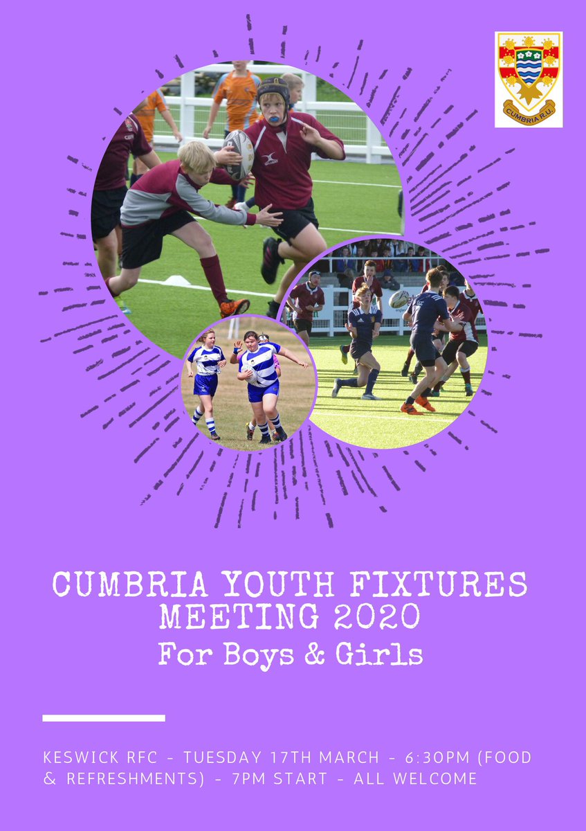 The #CumbriaRugby Youth Fixtures Meeting is still on tomorrow night <a href="/KeswickRugby/">Keswick Rugby Club</a> 

The meeting will start around 6:30pm but we won’t be providing food now, however there will be tea/coffee biscuits available. 

The decision on this has been in consultation with club members.