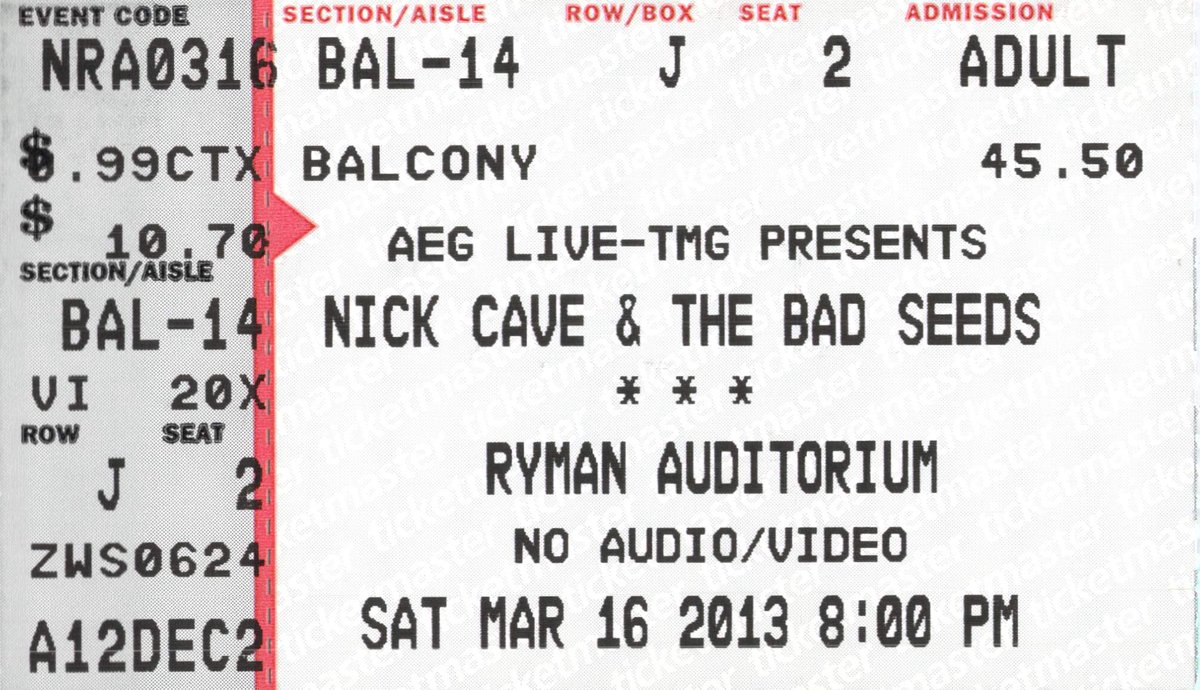 I saw two pretty damn great shows on this day. First up is  @nickcave at  @theryman in 2013. I thought that theater was going to achieve liftoff during “Jubilee Street.” Instant classic. Also will never forget the thunderous response to the opening notes of “From Her to Eternity.”