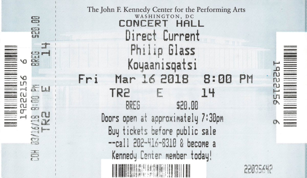 Saw  @philipglass at the  @kencen in 2018 performing the live score to the film Koyaanisqatsi. Talk about a dream come true. Also can’t believe the seats were so cheap or that there were any left considering it was a last minute purchase.