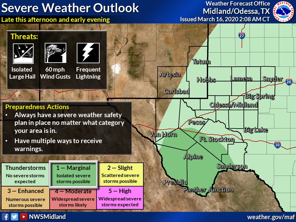 NWS Midland on Twitter "Marginal Risk of severe weather is forecast