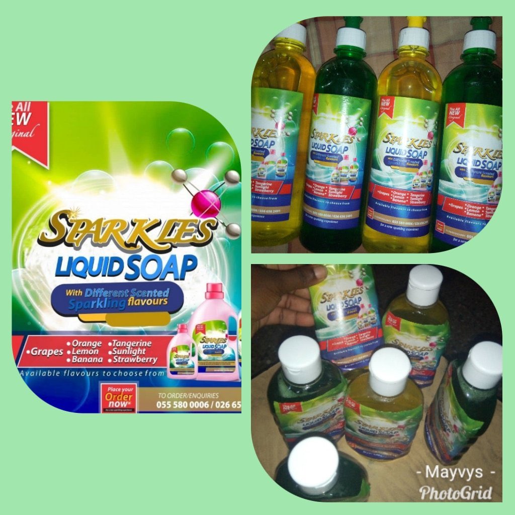 thekwahuboy's tweet photo. @eli___k Goodmorning lovelies. Since the prices of hand sanitizers are outrageous, contact me or @mavisackwerh for your order. Let's stay hygienic. Just get some with running water. 
#anotheroption
#sparklesliquidsoap
#CoronaVirusGhana https://t.co/JJgWZzhf7Y