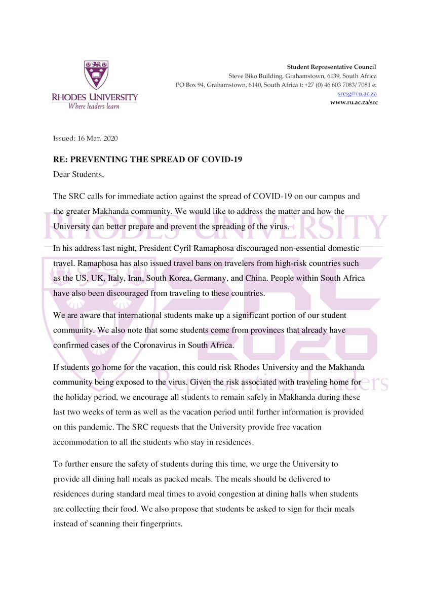 Rhodes University SRC tweet media