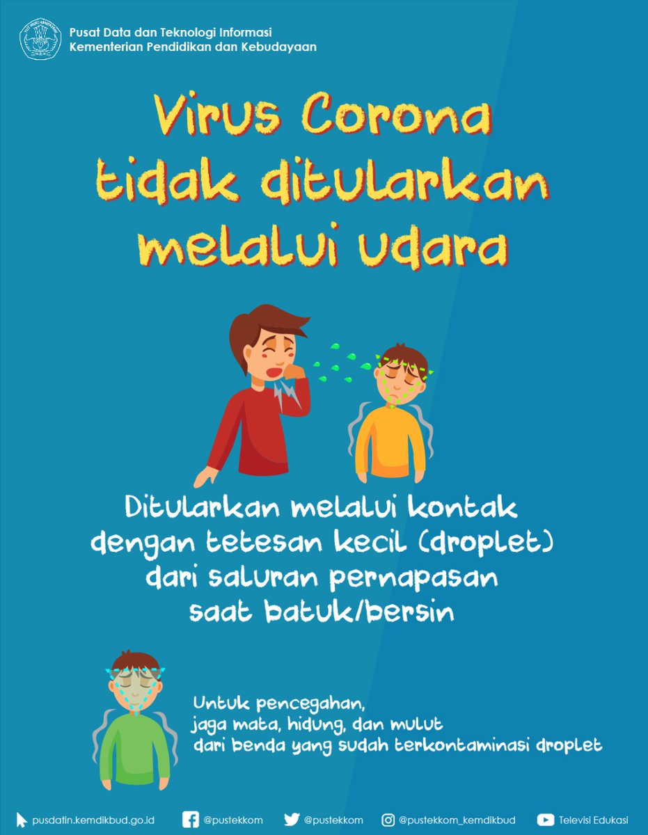 pusdatin_dasmen's tweet photo. Ditengah Pandemi Virus Corona kita diharapkan untuk tidak panik. Tapi waspada harus dilakukan. Salah satunya mengetahui seputar Virus Corona https://t.co/QW8G875Qv0