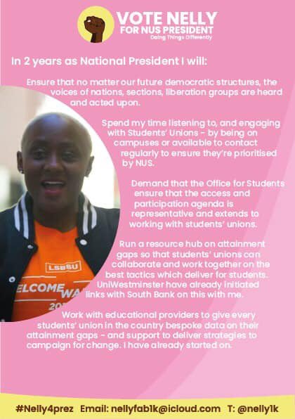 TomRollsHSU's tweet photo. Thank you to @nelly1k for taking the time to speak to me about your NUS Presidential run! Hopefully a meet up at @LSBSU is in our future 👏
Let me know what you think of Nelly’s manifesto! #HudVotes https://t.co/m8RHk4StYE