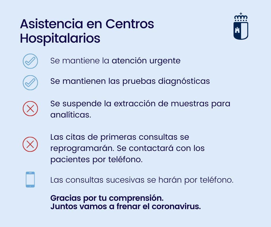 🏥La servicios de Atención Primaria y Hospitalaria se han reorganizado mientras dura esta situación de emergencia sanitaria. Gracias por vuestra comprensión.