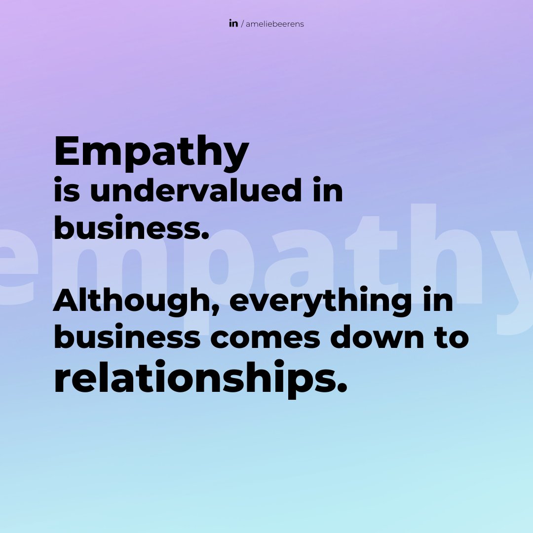 How to train your #empathy ?
💬Be #curious about other people
⏳Take time to consider what you have in common with people and pay more attention to that, instead of focusing on what makes you different.
👂During conversation, #Listen carefully and ask questions.

#customercentric